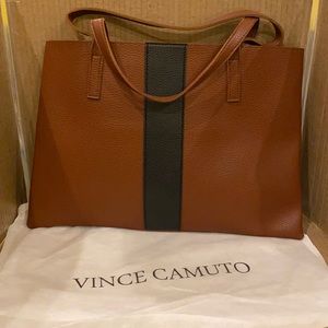 Vince Camuto Tote -Pebble Brown Black Leather Bag